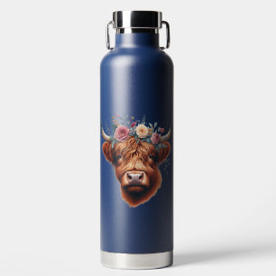 Süße, blumige Frühlings-Hochlandkuh Trinkflasche