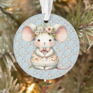Süße Blumige Mauskleidung Blumenkrone Ornament