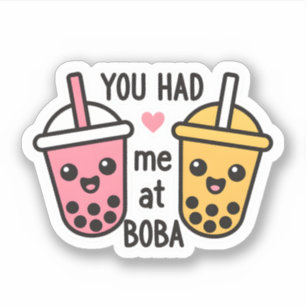 Süße Boba-Tee Du hast mich bei Boba Rosa Gelb Kawa Aufkleber