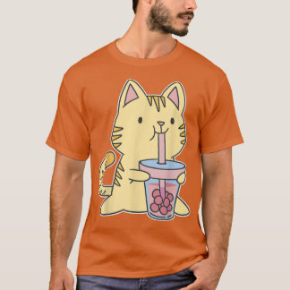 Süße Boba-Tee-Katze Japan Süß Otaku Harajuku Nek T-Shirt