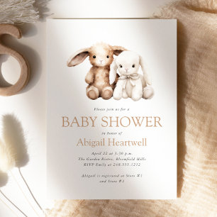 Süße Boho-Aquarell-Plüschtiere Baby Shower Einladung