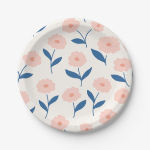 Süße Boho-Chic-Rosa-Blumenmuster Pappteller