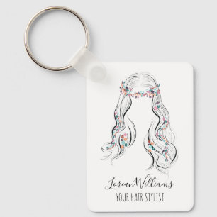 Süße Boho-Frisur Hochzeitsfrisur-Stylist Floral QR Schlüsselanhänger