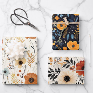 Süße Boho-Herbstblumen Geschenkpapier Set