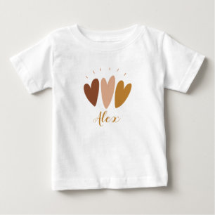 Süße Boho-Herzen Monogramm Name Baby Jungen T-Shir T-shirt