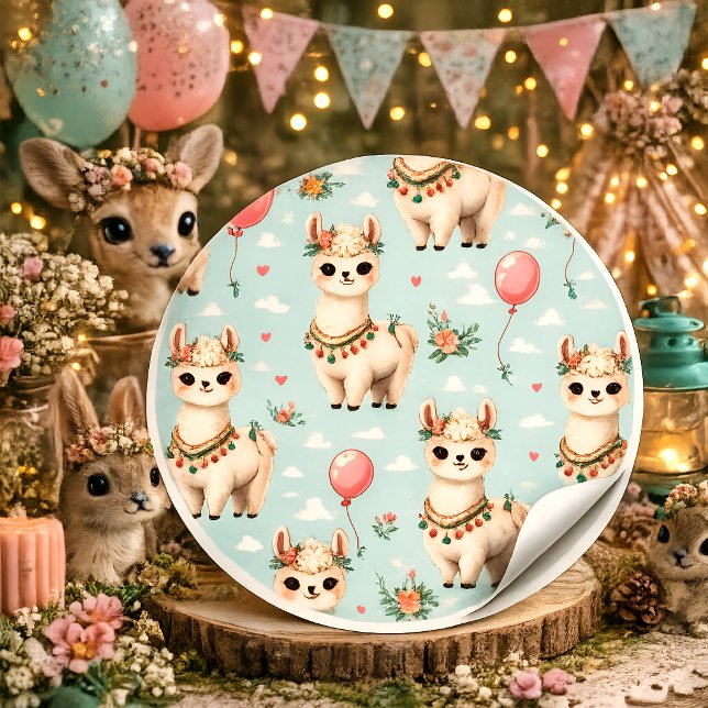 Süße Boho-Lama Quadratischer Aufkleber (Von Creator hochgeladen)