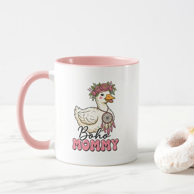 Süße Boho-Mama-Wortkunstgans Tasse (Mit Donut)