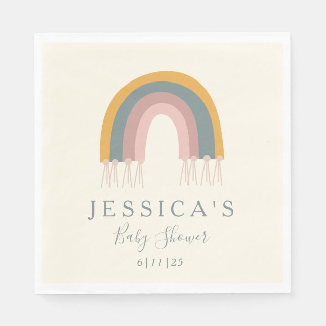 Süße Boho-Regenbogen-Einfache Babyparty individuel Serviette (Vorderseite)
