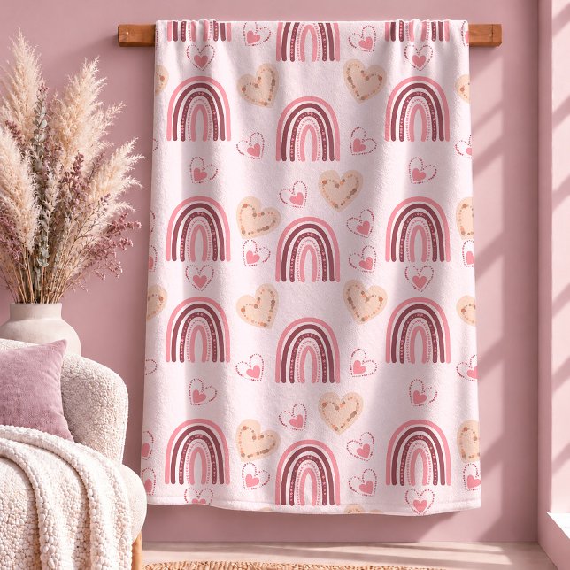 Süße Boho-Regenbogen-Herzen-Freundin-Geschenk-Deck Fleecedecke (Sweet Boho Rainbow Hearts Girlfriend Gift Blanket)