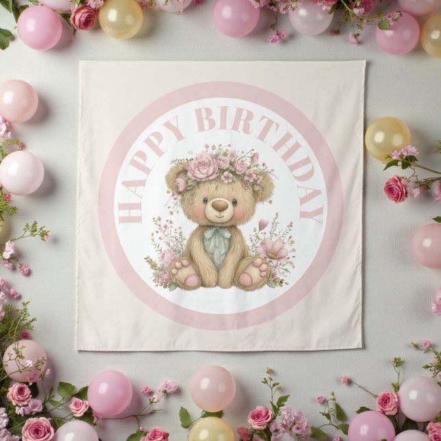 Süße Boho-Teddybär-Birthday-Party Wandteppich (Von Creator hochgeladen)