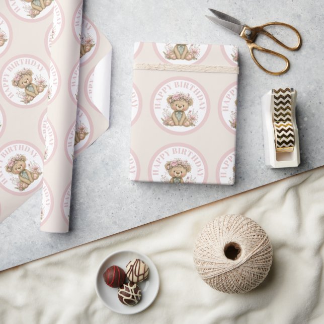 Süße Boho-Tier-Geburtstagsfeier Geschenkpapier (Kunsthandwerk)