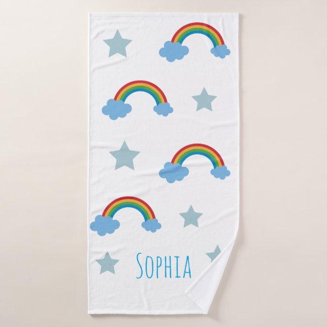 Süße Boho-Whimsical-Regenbogen-Mädchen Badehandtuch (Badehandtuch)