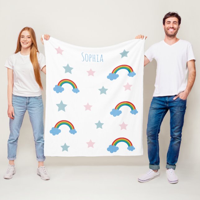 Süße Boho-Whimsical-Regenbogen-Mädchen Fleecedecke (Beispiel)