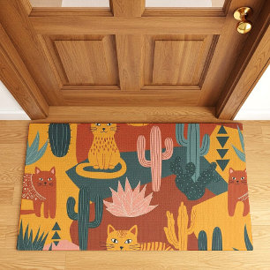 Süße Boho-Wüstenkatzen Kaktus Sukkulenten Muster Fußmatte