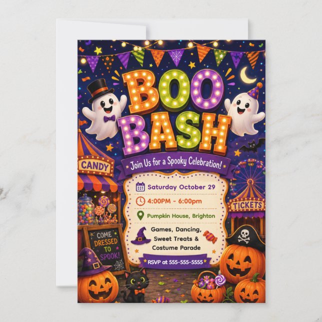 Süße Boo-Bash-Grusel-Feier Einladung (Vorderseite)