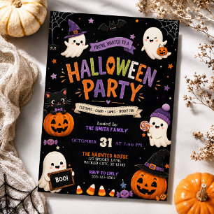 Süße Boo-Kostüme für Kinder Halloween-Party Einladung