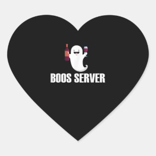 Süße Boos Bedienung Barkeeper Kellnerin Halloween Herz-Aufkleber