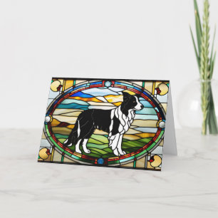 Süße Border Collie-Buntglasdarstellung Karte