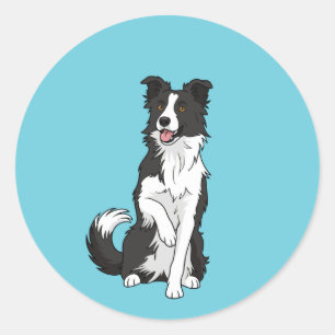 Süße Border Collie-Hund-Illustrations-Aufkleber Runder Aufkleber