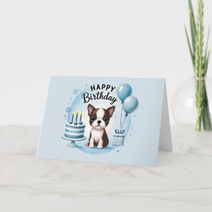 Süße Boston-Terrier-Geburtstagskarte Dankeskarte