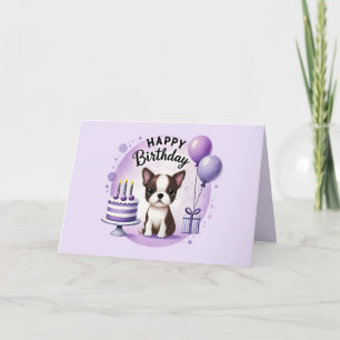 Süße Boston-Terrier-Geburtstagskarte Dankeskarte