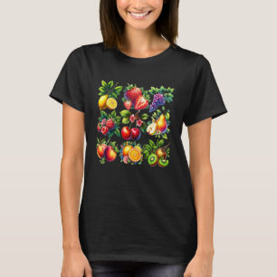 Süße Botanische Tropische Obstgarten Wasserfarbe T-Shirt