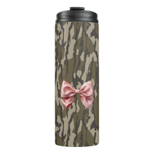 Süße Bottomland-Tarnung Ästhetik Rosa Schleifenban Thermosbecher