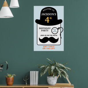 Süße Bowler-Mütze und Monokel Geburtstagsfeier jed Poster