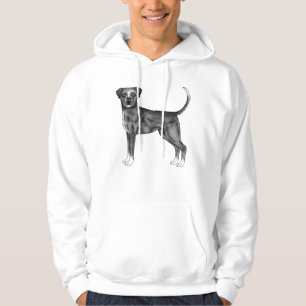 Süße Boxer-Hund-Digitalzeichnung in Schwarzweiß Hoodie