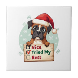 Süße Boxer-Hund-Hund Weihnachten Schön Habe mein B Fliese