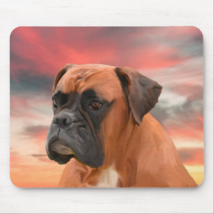 Süße Boxer-Hund-Wasserfarbe-Ölgemälde-Kunst Mousepad