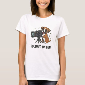 Süße Boxer-Welpen-Fotograf-Fokus-Spaß-Grafik T-Shirt