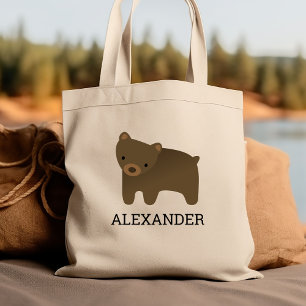 Süße Braunbär-Kinder-Personalisierung Tragetasche