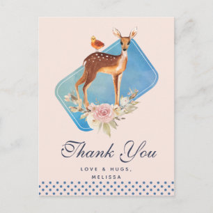 Süße braune Aquarellhirsche rustikale Dankeschön Postkarte