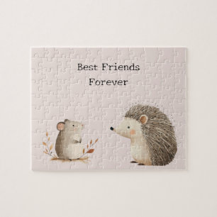 Süße braune Creme-Igel-Maus beste Freunde Puzzle