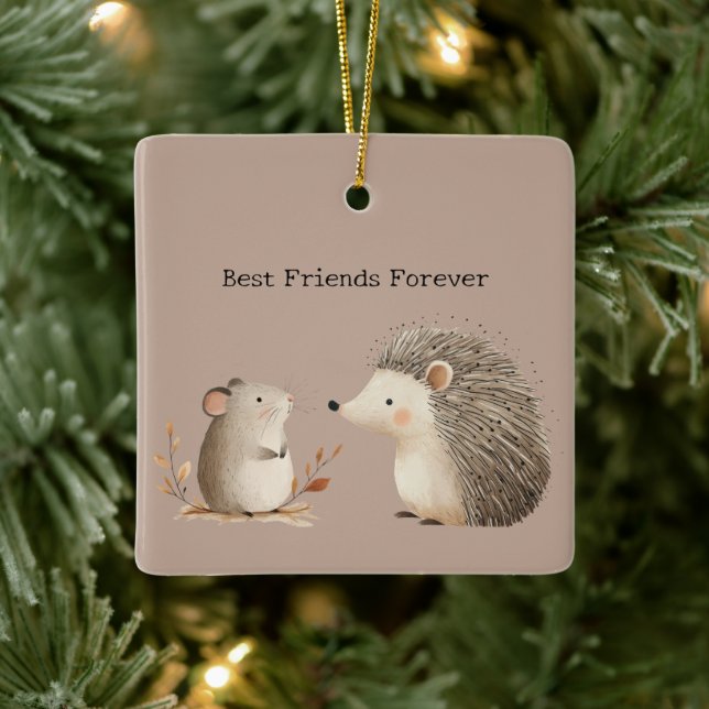 Süße Braune Creme Igel Maus Keramikornament (Baum)