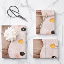 Süße braune Eule Geschenkpapier Set