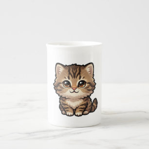 Süße braune Tabby-Kätzchen-Spezialtasse Prozellantasse