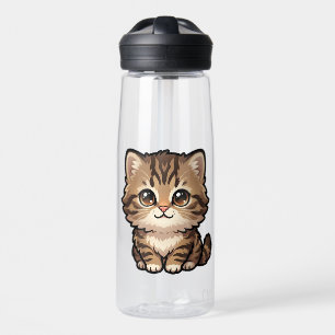 Süße braune Tabby-Kätzchen-Wasserflasche Trinkflasche