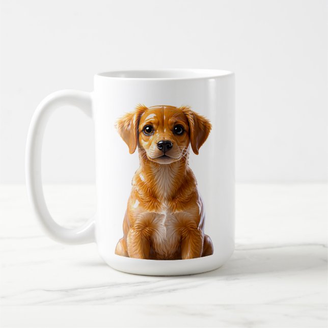 Süße braune Welpen-Illustration Kaffeetasse (Links)