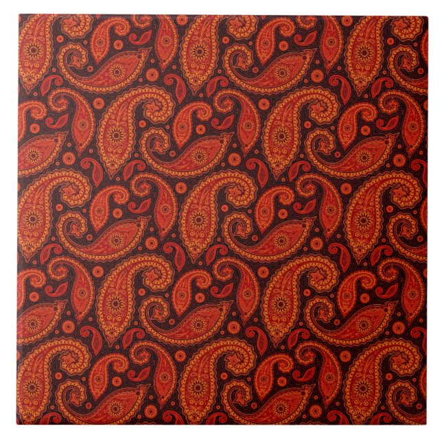 Süße braune Wirbel-Paisley-Muster Fliese (Vorderseite)
