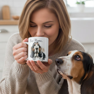 Süße Brauntöne/Schwarzer Basset Hound personalisie Kaffeetasse