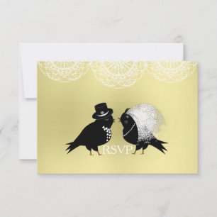 Süße Braut und Bräutigam - Whimsical Love Birds RS RSVP Karte