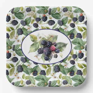 Süße Brombeeren Aquarell Pappteller