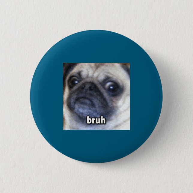 Süße Bruh Pug-Hundefrisur verschwommen Button (Vorderseite)