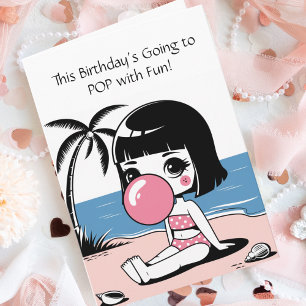 Süße Bubble-Gum-Girl-Strand-Geburtstags-Pop-Spaß Karte