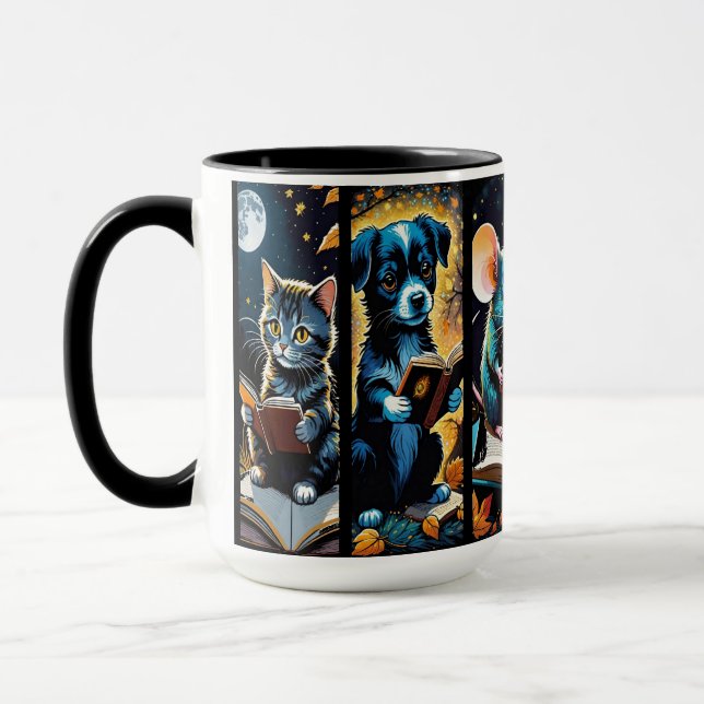Süße Bücher liebende Tiere Tasse (Links)