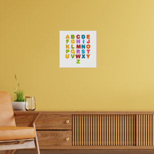 Süße Buchstaben Lustiges Lernen Alphabet Regenboge Poster