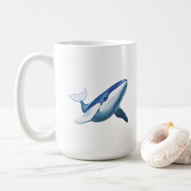 Süße Buckelwal-Schwimmzeichnung Kaffeetasse (Mit Donut)