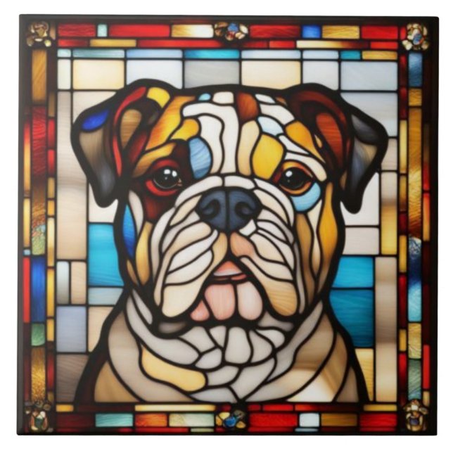 Süße Bulldogge Dekorative Keramikfliese (Vorderseite)
